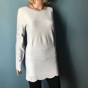 ELLE Light Weight Dress/Long Sweater in Silver Grey Diamond Stitch Design NWOT